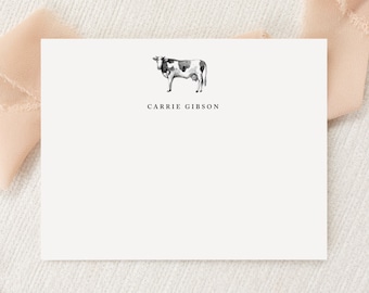 Personalized Custom Dairy Cow Farm Gift Stationery | Stationary | Monogram | Flat Note Cards + Envelopes | Printed Thank You | Snail Mail