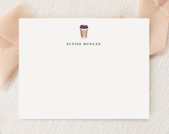 Personalized Custom Coffee Latte Lover Stationery | Stationary | Monogram | Flat Note Cards + Envelopes | Printed Thank You | Snail Mail