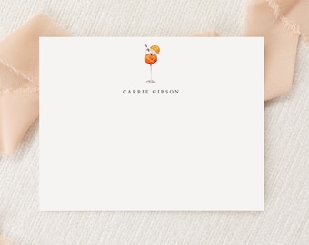 Personalized Custom Italian Spritz Apertif Stationery | Stationary | Monogram | Flat Note Cards + Envelopes | Printed Thank You | Snail Mail