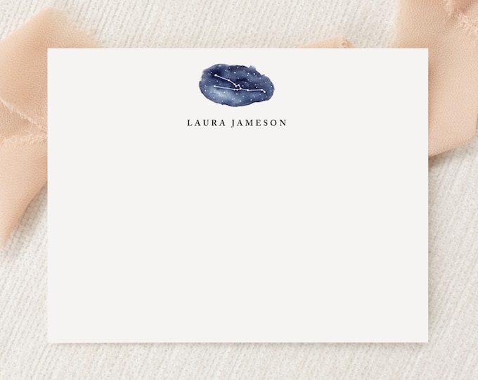 Personalized Custom Taurus Astrological Stationery | Zodiac Stationary | Monogram | Flat Note Cards | Printed Thank You | Snail Mail Gift