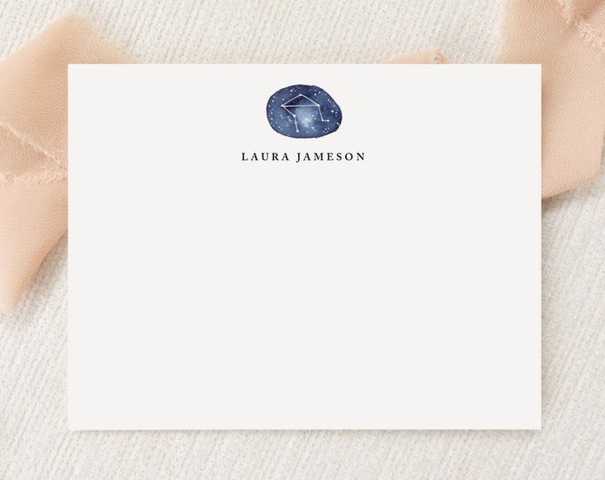 Personalized Custom Libra Astrological Stationery | Zodiac Stationary | Monogram | Flat Note Cards | Printed Thank You | Snail Mail Gift