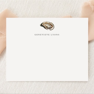 Personalisiertes individuelles Austern-Liebhaber-Briefpapier | Briefpapier | Monogramm | Flache Grußkarten Umschläge | Gedruckt Vielen Dank | Austernperlen-Kartengeschenk