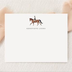 Personalisiertes individuelles Reiterpferd Briefpapier | Briefpapier | Reiten | Monogramm | Flache Grußkarten | Gedruckt Vielen Dank | Pferde