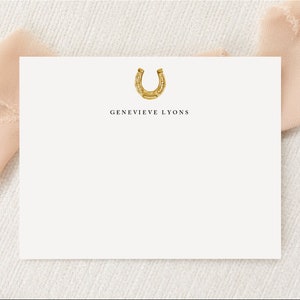 Personalisiertes individuelles Hufeisen-Briefpapier | Briefpapier | Monogramm | Flache Grußkarten Umschläge | Gedruckt Vielen Dank | Rodeo Cowgirl Country