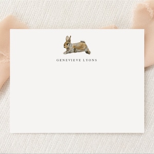 Papelería personalizada para amantes de los conejos / Papelería / Monograma / Tarjetas planas + Sobres / Agradecimiento impreso / Conejito