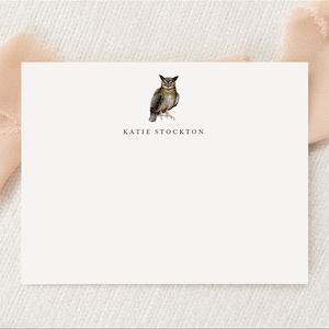 Personalisiertes Uhu-Briefpapier | Briefpapier | Blumen | Monogramm | Flache Grußkarten | Gedruckt Vielen Dank | Eulen-Liebhaber-Geschenk