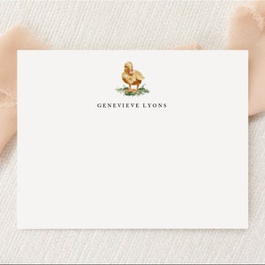 Personalized Custom Duckling Lover Stationery | Stationary | Monogram | Flat Note Cards Envelopes | Printed Thank You | Little Duckling Card