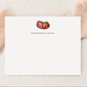 Personalized Custom Strawberry Print Card Stationery | Stationary | Monogram | Flat Note Cards Envelopes | Printed Thank You | Berry Lover