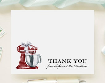 Red Stand Mixer Bridal Shower Personalized Wedding Thank You Cards, Bridal Shower, Wedding, Newlywed Future Mrs. Note Cards