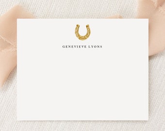Personalisiertes individuelles Hufeisen-Briefpapier | Briefpapier | Monogramm | Flache Grußkarten Umschläge | Gedruckt Vielen Dank | Rodeo Cowgirl Country