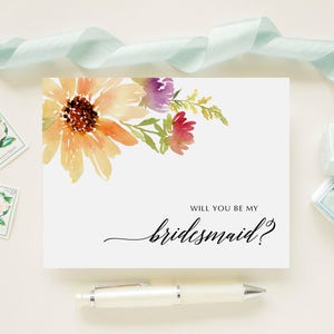 Sei meine Brautjungfer, Mädchen der Ehre, Frage Brautparty Karte mit Frühling Sommer Floral