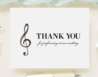 Thank You Card for Your Live Band, Vocalist, String Quartet, DJ, Performer On Your Wedding Day - Thank You For Performing At Our Wedding