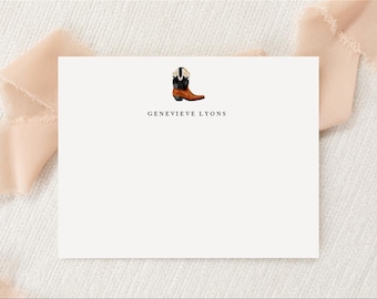 Personalisierte individuelle Cowboy Boots Rodeo Briefpapier | Briefpapier | Monogramm | Flache Grußkarten | Gedruckt Vielen Dank | Country-Cowgirl-Karten
