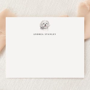 Personalized Custom Maltese Dog Stationery | Stationary | Monogram | Flat Note Cards Envelopes | Printed Thank You | Snail Mail Gift