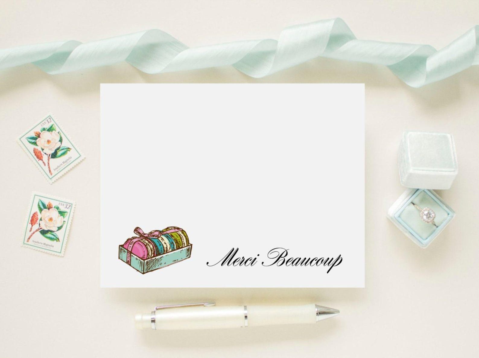 Adorable Merci Beaucoup French Macaron | Folded Cards and Envelopes ...