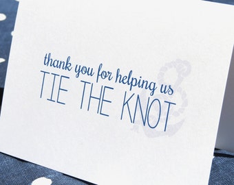 Thank You For Helping Us Tie The Knot - Bridesmaid, Maid of Honor, Family, Vendor Wedding Card Anchor Nautical - On Our Wedding Day