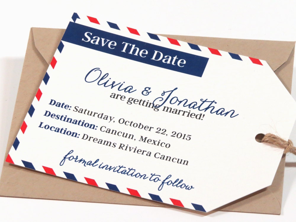 Luggage Tag Save The Dates Printed with Envelopes for Etsy