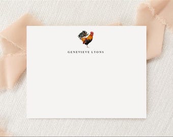 Papelería personalizada con diseño de gallo para amantes de los gallineros / Papelería / Monogramas / Tarjetas planas / Tarjetas de agradecimiento impresas / Vida en la granja