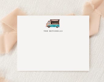 Gepersonaliseerde briefpapier voor foodtrucks | Briefpapier | Cadeau voor streetfood | Monogram | Platte notitiekaarten | Bedrukte bedankkaartjes | Cadeau voor verzending per post