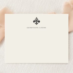 Personalisierte individuelle Fleur de Lis NOLA Briefpapier | Briefpapier | Monogramm | Flache Grußkarten Umschläge | Gedruckt Vielen Dank | Post Geschenk