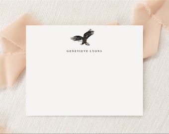 Personalized Custom Eagle Lover Stationery | Stationary | Monogram | Flat Note Cards + Envelopes | Printed Thank You | Bird Watcher