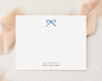 Personalized Custom Baby Shower Thank You Stationery | Stationary | Monogram | Flat Note Cards Envelopes | Printed Thank You | Baby Boy Blue