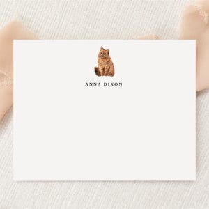 Personalisiertes Kundenspezifisches oranges flauschiges Katzen-Briefpapier | Briefpapier | Monogramm | Flache Grußkarten, Umschläge | Gedruckt Vielen Dank | Post Geschenk