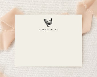 Personalized Custom Chicken Coop Hen Stationery | Stationary | Monogram | Flat Note Cards Envelopes | Printed Thank You | Snail Mail Gift