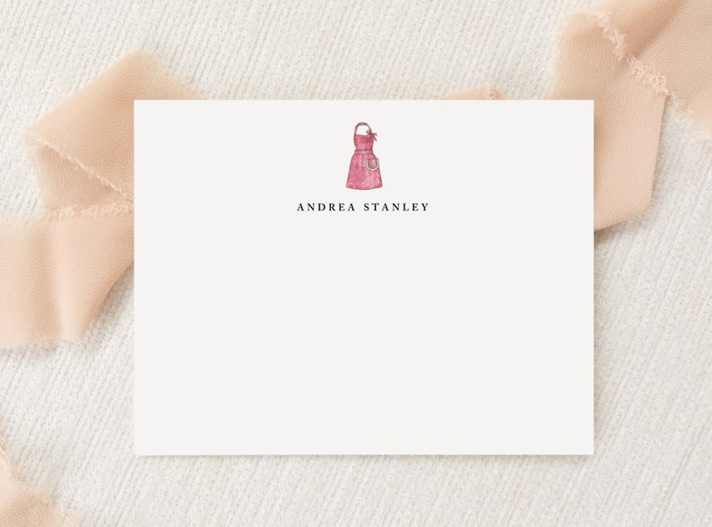 Personalized Custom Baking Kitchen Apron Stationery Snail Mail Gift Printed Thank You Flat Note Cards Stationary Monogram