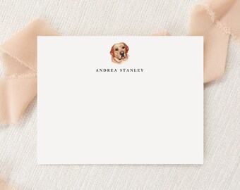 Personalized Custom Yellow Labrador Retriever Dog Stationery | Stationary | Monogram | Flat Note Cards | Printed Thank You | Snail Mail Gift