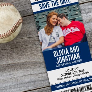Billet de sport imprimable Enregistrer la date invitation annonce de mariage - Football, Baseball, Basketball, Soccer, Hockey