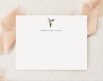 Personalized Custom Hummingbird Lover Stationery | Stationary | Monogram | Flat Note Cards + Envelopes | Printed Thank You | Bird Watcher