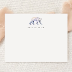 Personalized Custom Polar Bear Lover Stationery | Stationary | Monogram | Flat Note Cards + Envelopes | Printed Thank You | Gift
