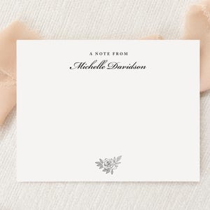 Personalized Custom Rose Floral Stationery | Stationary | Monogram | Flat Note Cards and Envelopes | Printed Thank You | Snail Mail Gift