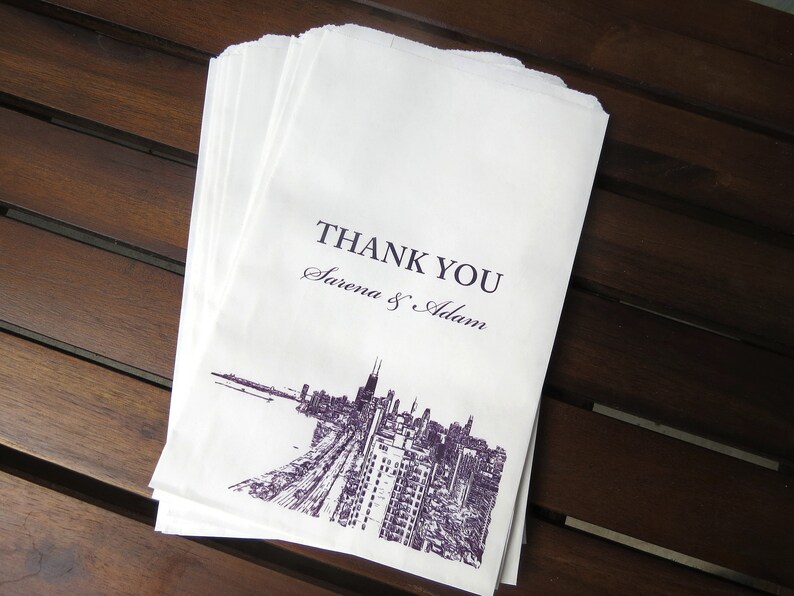 Set Of 25 Personalized Custom Chicago Skyline Wedding Favor Etsy