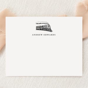 Carta da lettere personalizzata con tema locomotiva/treno / Articoli di cancelleria / Monogramma / Biglietti d'auguri piatti / Buste / Biglietto di ringraziamento stampato / Regalo da spedire per posta tradizionale