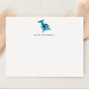 Personalisiertes individuelles Delphin-Briefpapier | Briefpapier | Monogramm | Flache Grußkarten + Umschläge | Gedruckt Vielen Dank | Meeresliebhaber