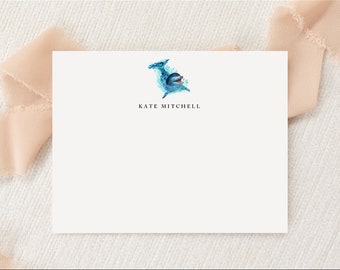 Personalized Custom Dolphin Stationery | Stationary | Monogram | Flat Note Cards + Envelopes | Printed Thank You | Ocean Lover