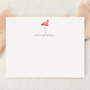 Personalisierte benutzerdefinierte rosa Flamingo Liebhaber Briefpapier | Briefpapier | Monogramm | Flache Grußkarten + Umschläge | Gedruckt Vielen Dank | Vogelbeobachter
