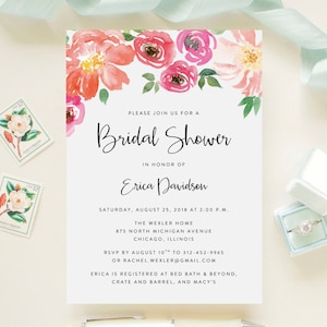 Florale Brautparty, Luncheon, Brunch Einladung Aquarell Blätter , Botanischer Garten, Boho , Gedruckte Karten und Umschläge