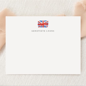 Papeterie Union Jack personnalisée personnalisée représentant le drapeau britannique | Papeterie monogramme | de correspondance plats | Imprimé Merci | Angleterre Royaume-Uni
