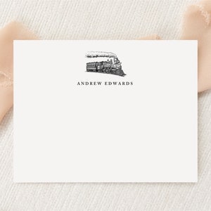 Personalisiertes individuelles Zug-Lokomotiv-Briefpapier | Briefpapier | Monogramm | Flache Grußkarten Umschläge | Gedruckt Vielen Dank | Post Geschenk