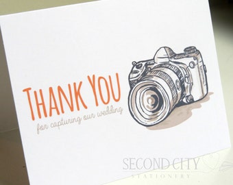 Carte de mariage pour votre photographe ou vidéaste le jour de votre mariage - Merci d'avoir immortalisé notre mariage - V001