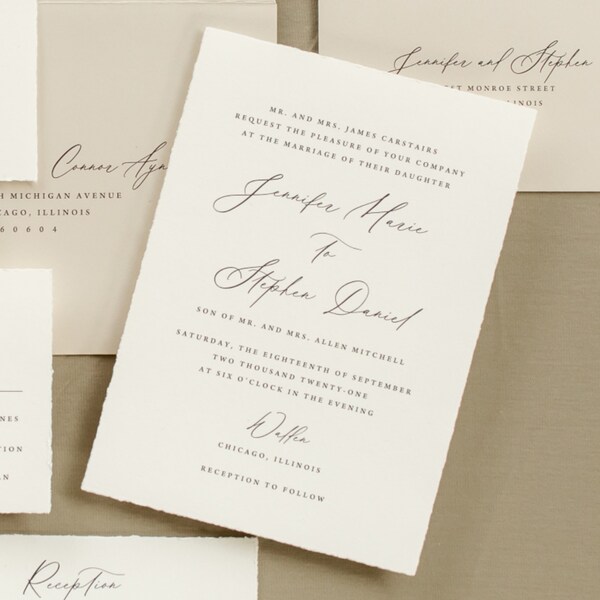 Deckled Edge Invite Etsy