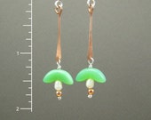 Sterling Copper Green Pearl Earrings/Spring Green Earrings/Green and Pearl Earrings/Freshwater Pearl Earrings/Spring Green and Copper