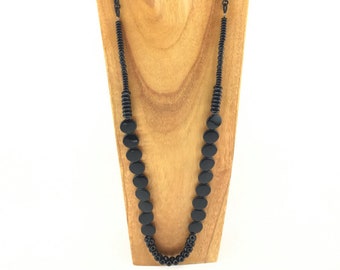 All black long necklace