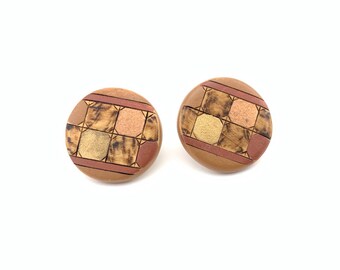 Vintage cork and leather post earrings