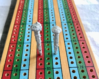 Handmade "Silver Sequin" Cribbage Pegs