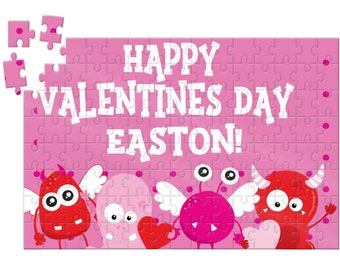 Valentine puzzle, kids valentine gift, personalized puzzle, class valentine gift, kids puzzle, monster puzzle, fun valentines, boy valentine