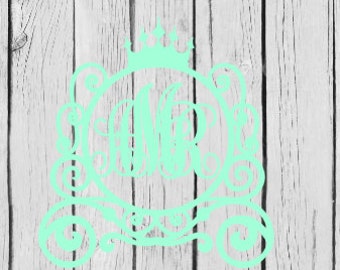 Monogram decal, princess monogram, vine monogram, girly decal, princess decal, yeti decal, laptop decal,name stickers, monogram